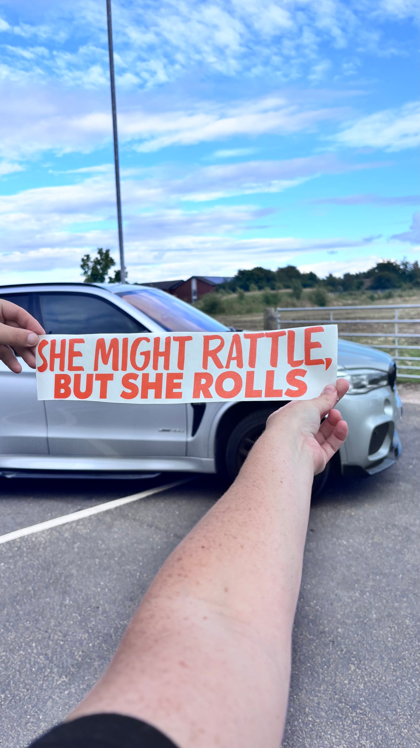 She might rattles, but she rolls sticker/decal