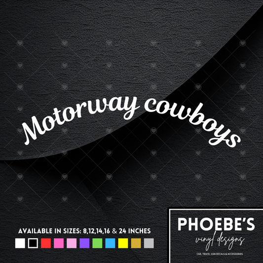 Motorway cowboys curved sticker/decal
