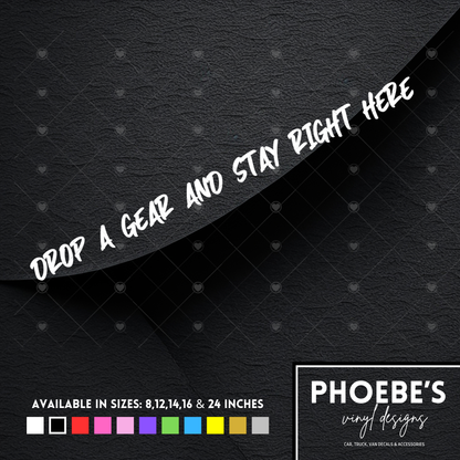 Drop a gear and stay right here sticker/decal