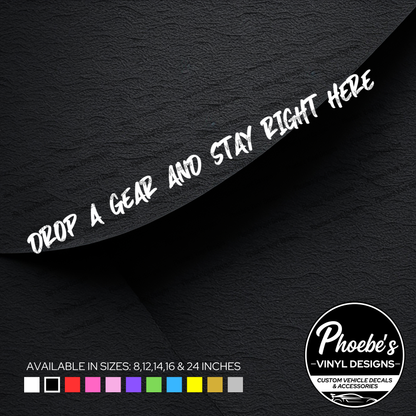 Drop a gear and stay right here sticker/decal