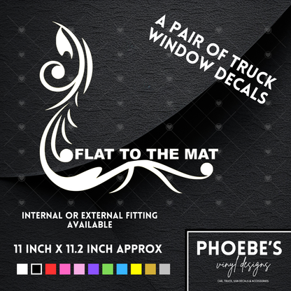 Flat To The Mat Decorative Truck Tractor Cab Side Window Stickers