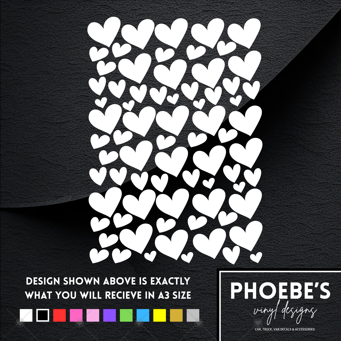 Hearts A3 sized decal/sticker