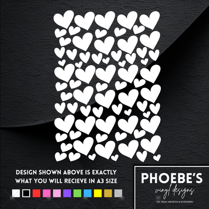 Hearts A3 sized decal/sticker