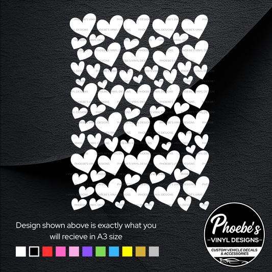 Hearts A3 sized decal/sticker