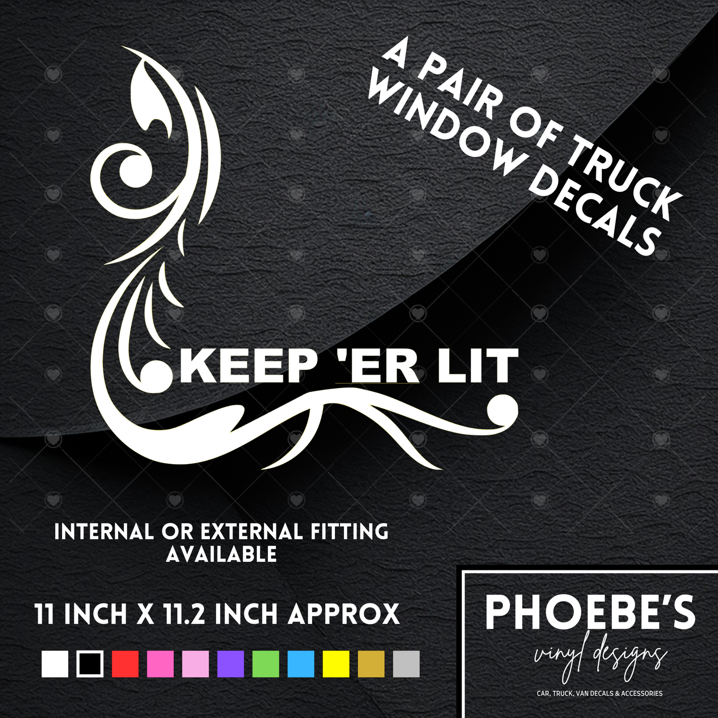 Keep 'ER LIT Decorative Truck Tractor Cab Side Window Stickers