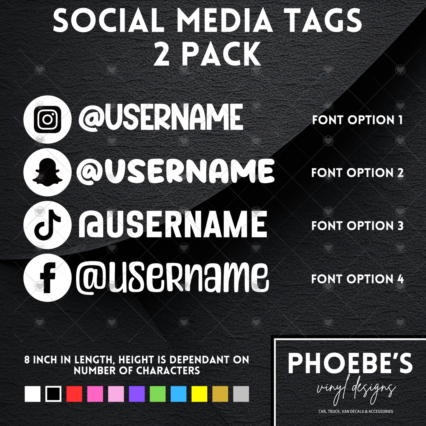 Social Media Handle Stickers/decal 2 PACK