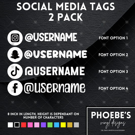 Social Media Handle Stickers/decal 2 PACK