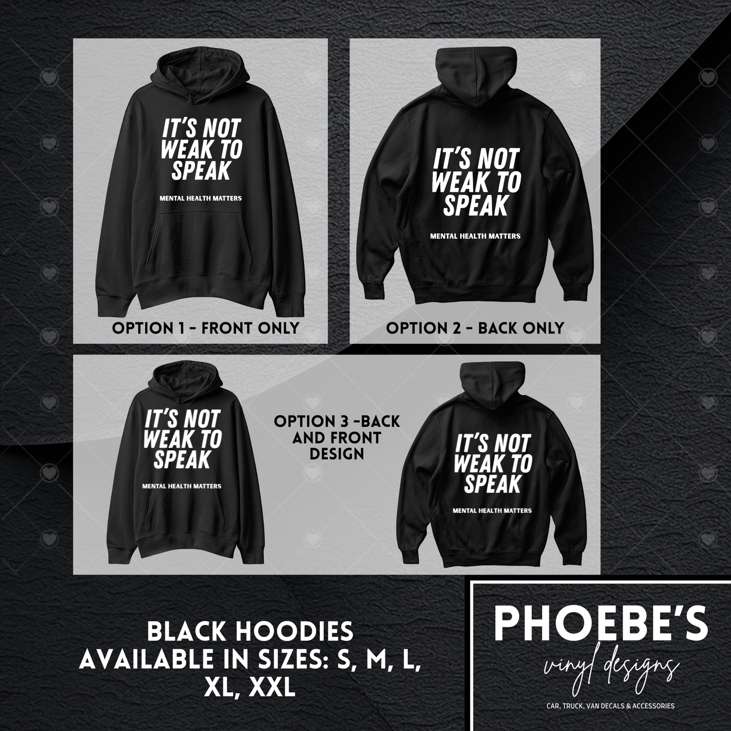 It's Not Weak To Speak Hoodies (Sizes S-XXL)