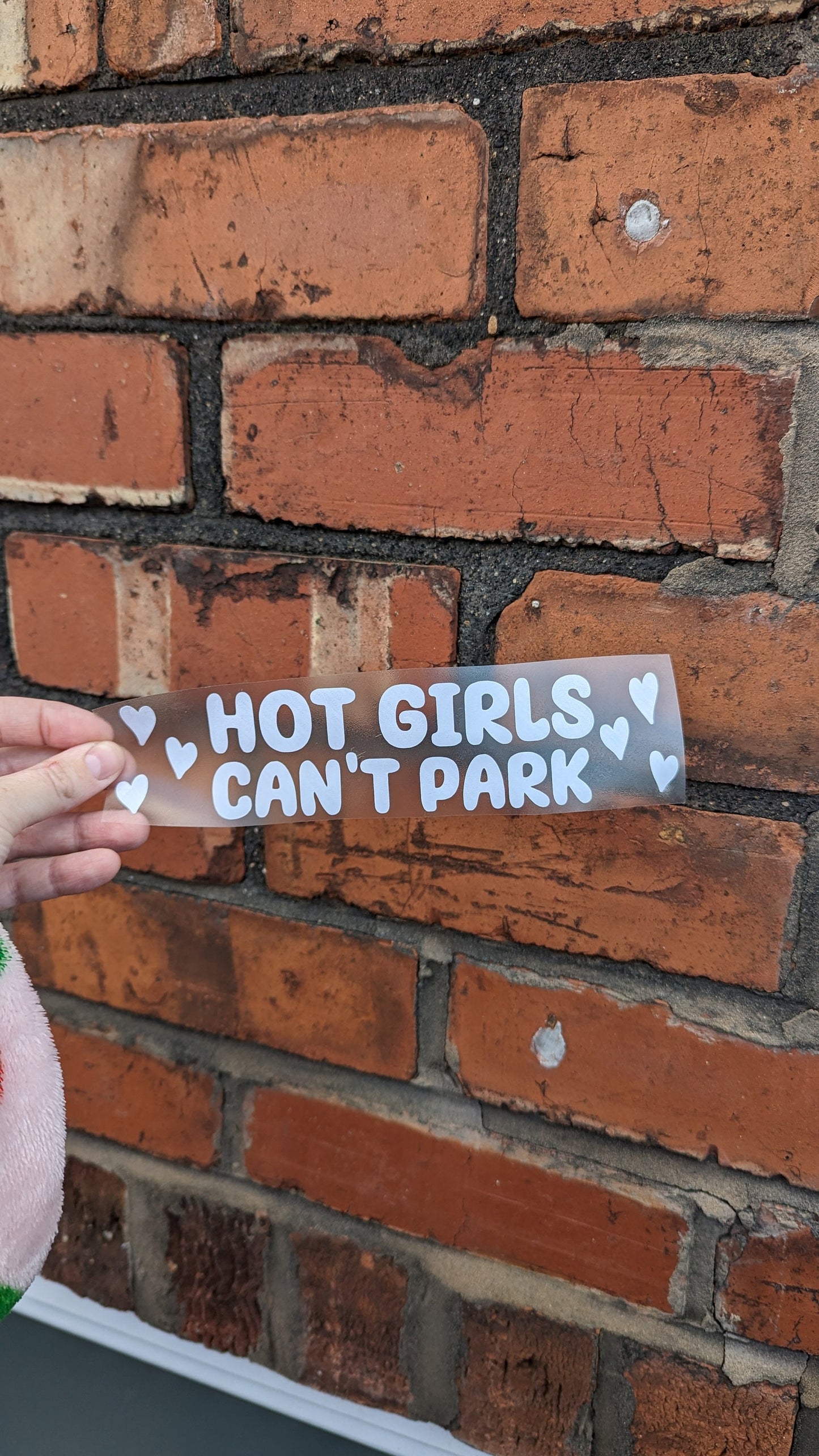 Hot Girls Can't Park, Car Vinyl Decal,  Waterproof Car or Van Curb Mirror Sticker, Funny Gift or Custom Car Bumper