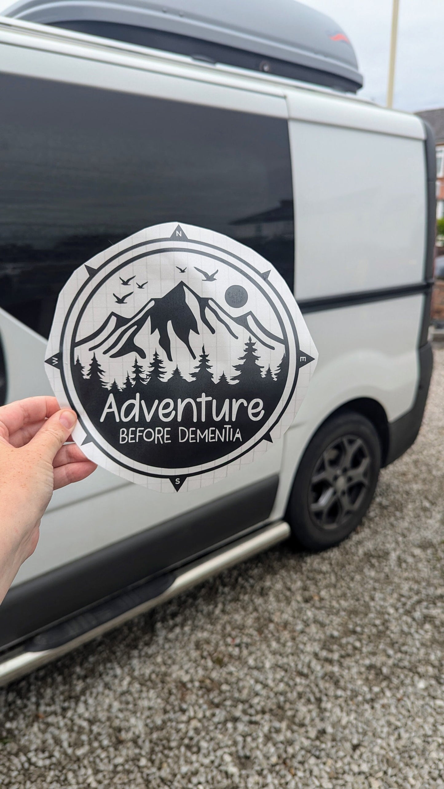 Adventure before dementia Car Vinyl Decal, Waterproof Car or Van or Caravan Mirror Sticker, , Funny Gift or Custom Car Bumper