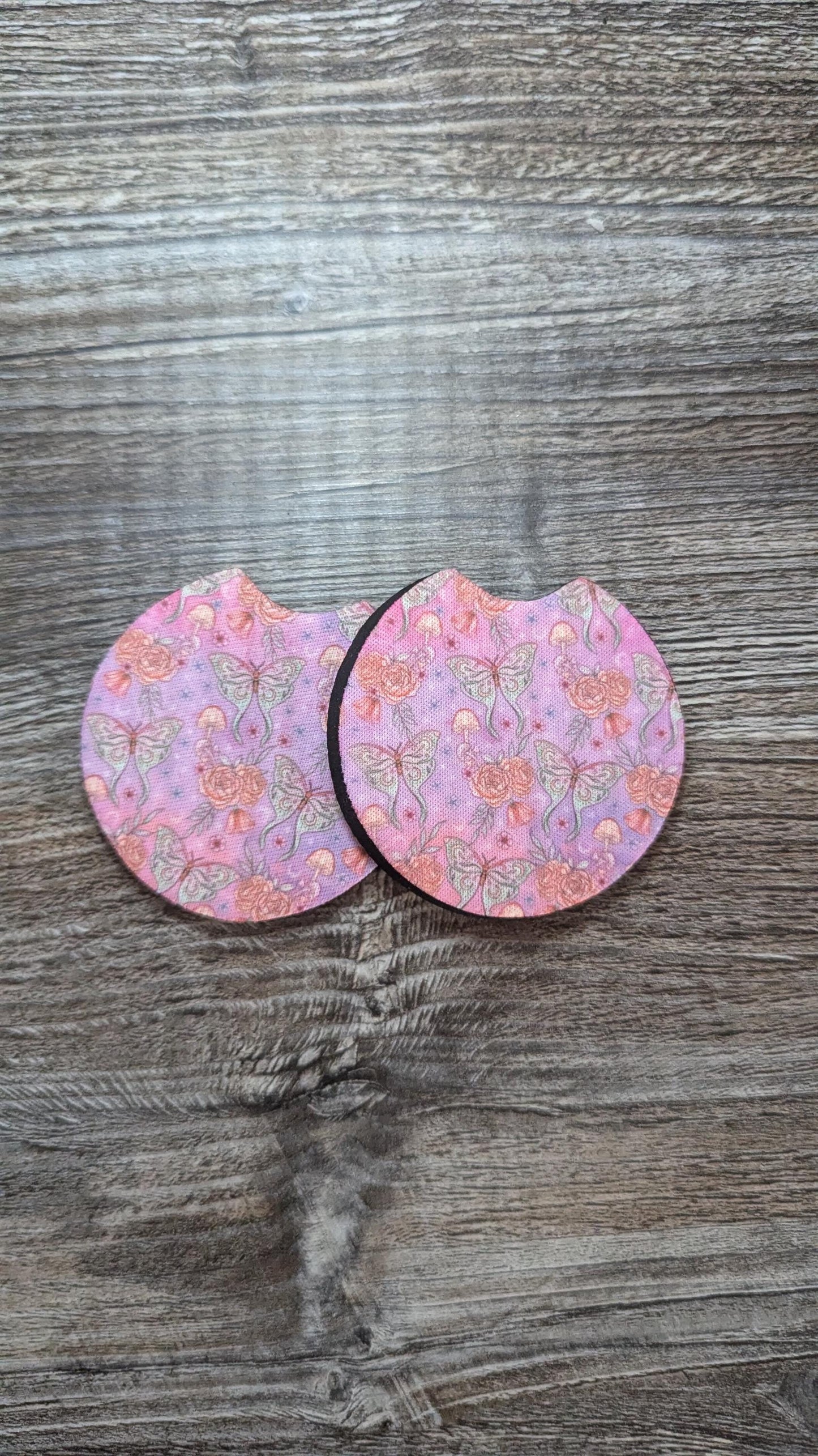 Cute Patterned 2pc Car Cup Holder Coasters