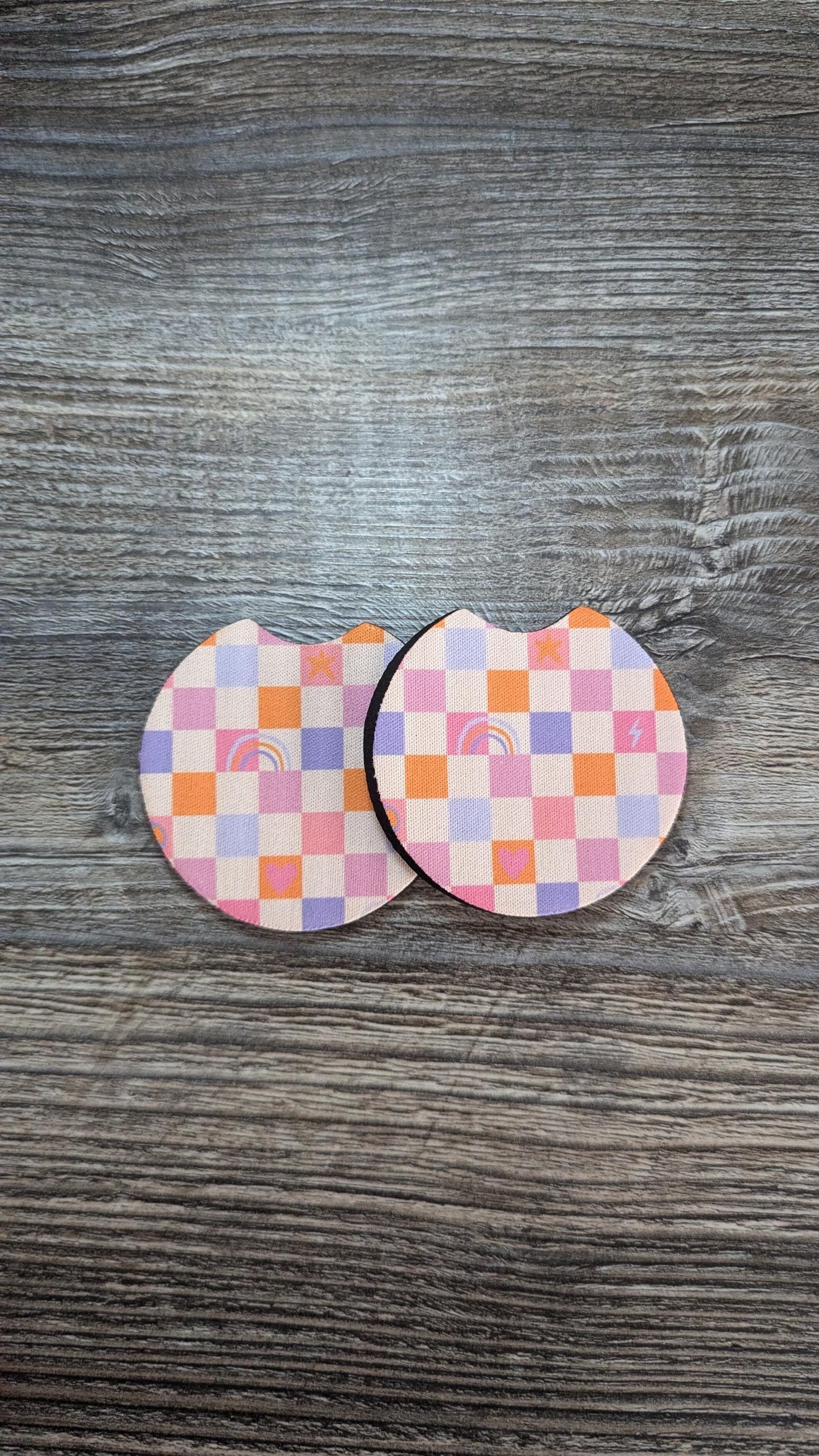 Cute Patterned 2pc Car Cup Holder Coasters