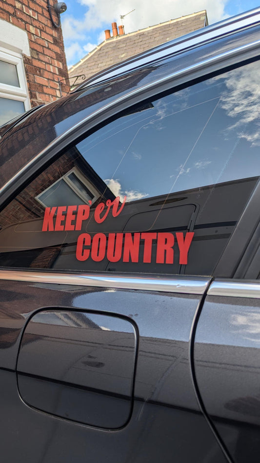 Keep 'er Country Car Trucker Vinyl Decal, HGV Waterproof Car or Van Truck Mirror Sticker, Funny Gift or Custom Car Bumper