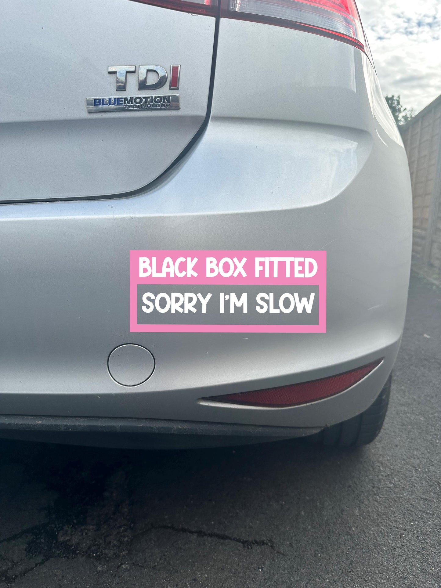 Black Box fitted, Sorry I'm Slow Car Vinyl Decal, Waterproof Car or Van Mirror Sticker, Funny Gift or Custom Car Bumper, New driver