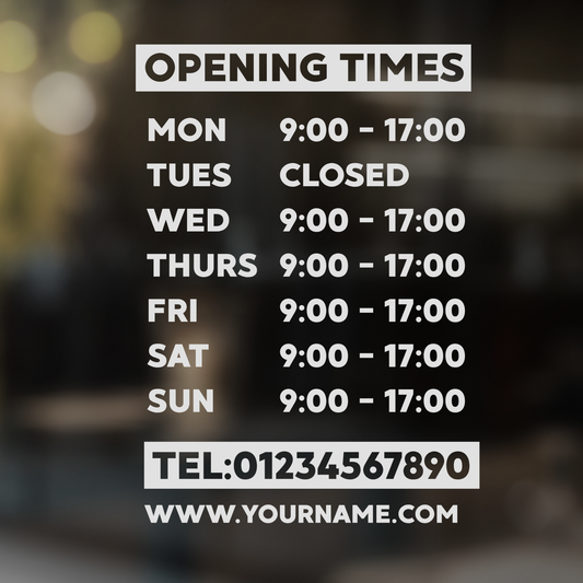 Shop Opening Hour Sign - Bold
