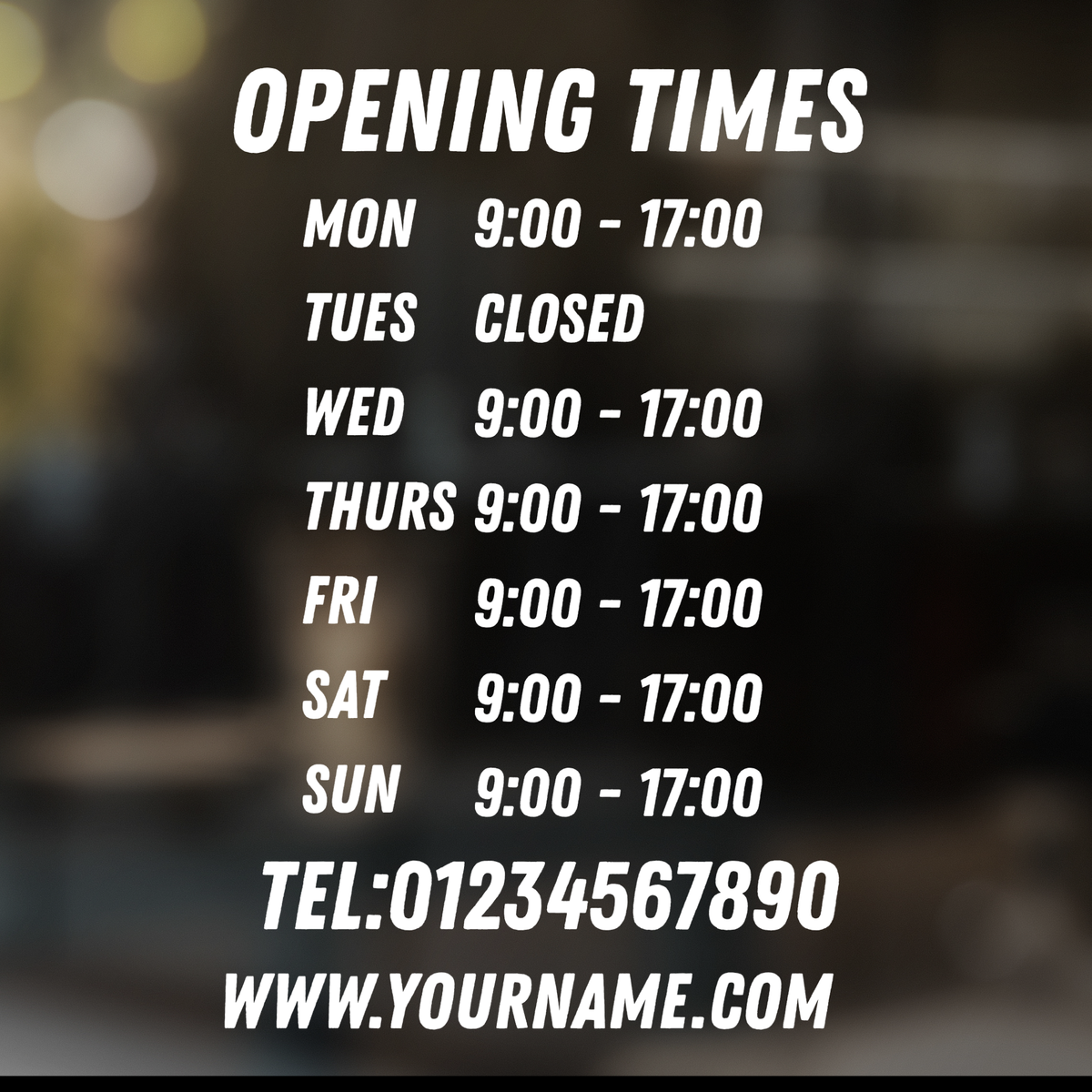 Shop Opening Hour Sign - Italic