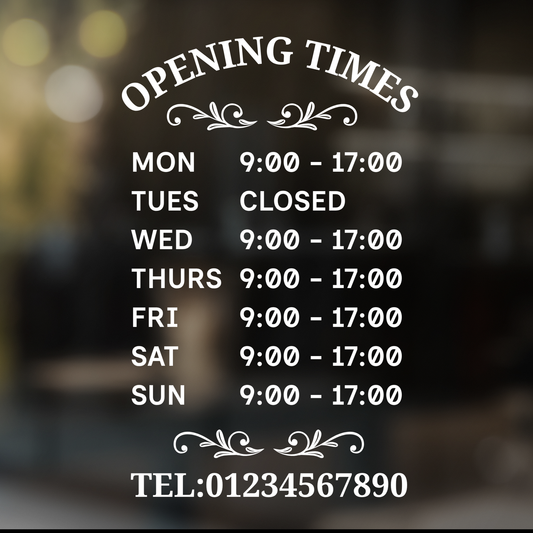 Shop Opening Hour Sign - Traditional